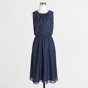 Jcrew factory navy dress with gold dots